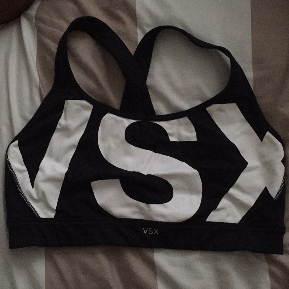 Black VSX logo sports bra
